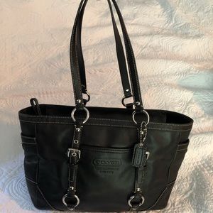 Coach black leather East West bag